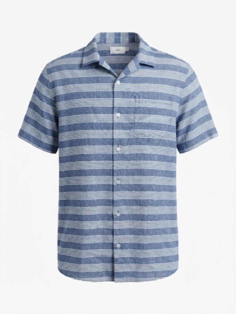 Onia Blue and White Striped Short-Sleeve Button-Down Shirt XXL